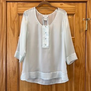 Soft Surroundings Pale Sky Blue Sheer Popover Blouse